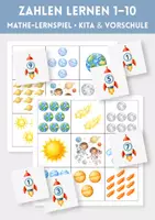 Vorschau - Stationenlernen - Zahlen lernen 1–10 – Zuordnungsspiel | Mathe Lernspiel Kita & Vorschule | Zählen, Zuordnen; Mengen erfassen, Zahlen lernen, erkennen. - Deckblatt