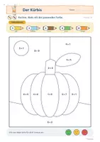 Vorschau - Arbeitsblätter - Rechenmalblätter Herbst | Plus und Minus bis 10 | 8 Malbilder mit Pixelbildern und Fehler-Detektiv | Klasse 1 - Seite 3
