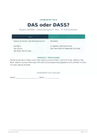 Vorschau - Arbeitsblätter - DAS oder DASS? – Regeln, Ersatzprobe mit Lösungen - Deckblatt