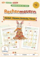 Vorschau - Arbeitsblätter - Rechenmauern im Herbst für kmE | Mauern, Rechendreiecke, Rechentürme bis 10 | Mit Punkten und Einkreisen | Klasse 1-2 - Deckblatt