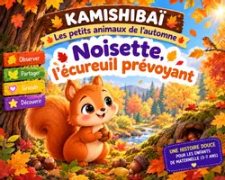 Aperçu - Cartes / Images - Kamishibaï | Noisette, l’écureuil prévoyant | Les petits animaux de l’automne - Page de couverture