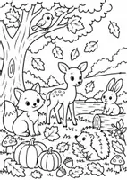 Vorschau - Mal- und Bastelvorlagen - Ausmalbilder Herbst Thema Grundschule Vertretung ausmalen Klasse 1 bis 4 Kunst Jahreszeit herbstlich - Seite 2