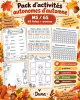 Aperçu - Feuilles d'exercices - Pack d’activités autonomes d’automne – MS/GS – fiches progressives et différenciées - Page de couverture