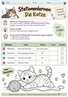 Vorschau - Arbeitsblätter - Katze: Stationenlernen (Jagdverhalten, Gebiss, Sinne, Test) - Deckblatt