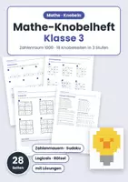 Vorschau - Arbeitsblätter - Mathe-Knobelheft Klasse 3 – Zahlenraum 1000 - Deckblatt