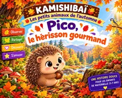 Aperçu - Cartes / Images - Kamishibaï | Pico, le hérisson gourmand | Les petits animaux de l’automne - Page de couverture
