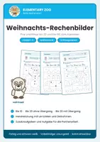 Vorschau - Arbeitsblätter - Mathe Klasse 1/2: Weihnachts-Rechenbilder – Malen nach Rechenergebnissen bis 20 und bis 100 - Deckblatt