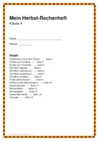 Vorschau - Arbeitsblätter - Herbst-Rechenheft Klasse 4 – 17 Seiten Übungen mit Lösungen - Deckblatt