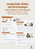Vorschau - Unterrichtsreihen - Lernkontrolle Risiken und Versicherungen | 30 Punkte | Wirtschaft-Recht Klasse 9 - Deckblatt