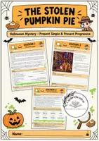 Vorschau - Arbeitsblätter - The Stolen Pumpkin Pie: present progressive vs. simple present - Deckblatt
