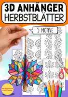 Vorschau - Mal- und Bastelvorlagen - 3D-Anhänger zum Basteln - Mosaik-Herbstblätter – Klasse 1 2 3 4 - Deckblatt