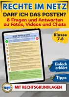 Vorschau - Arbeitsblätter - Recht am eigenen Bild & Urheberrecht – Arbeitsblatt Soziale Medien Klasse 7/8 - Deckblatt