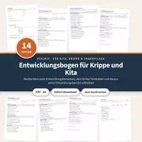 Vorschau - Lehrpläne/Lehrermaterial - Entwicklungsbogen Krippe und Kita – Entwicklungsberichte - Deckblatt