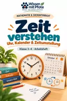 Vorschau - Arbeitsblätter - Zeit verstehen – Uhr, Kalender & Zeitumstellung - Deckblatt