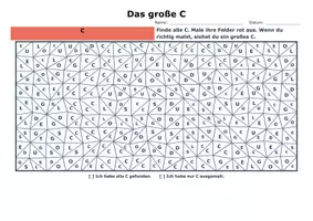 Vorschau - Mal- und Bastelvorlagen - Buchstaben Mosaik C und c mit Lösungen - Seite 1