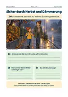Vorschau - Arbeitsblätter - Sicher durch Herbst und Dämmerung | Klasse 2–4 - Seite 1