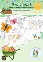 Vorschau - Arbeitsblätter - Graphomotorik / Schwungübung / Nachspuren / Schulgarten / Garten / KITA / Anfangsunterricht - Deckblatt