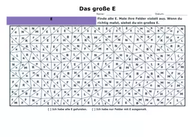 Vorschau - Arbeitsblätter - Buchstaben Mosaik E und e mit Lösungen - Seite 1
