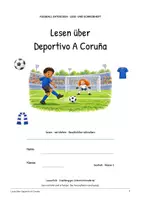 Vorschau - Arbeitsblätter - Deportivo A Coruna Fußball Leseheft und Schreibheft, Leseförderung, Textverständnis und Lösungen - Seite 1