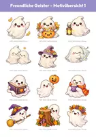Vorschau - selbst erstellte Cliparts/Grafiken - 30 Halloween-Cliparts: Freundliche Geister (Aquarell) - Seite 1