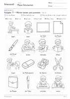 Vorschau - Arbeitsblätter - DaZ Meine Schulsachen – Komplettpaket | Wortschatz, Grammatik, Lesen, Schreiben & Spiele - Seite 3