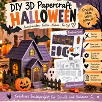 Vorschau - Mal- und Bastelvorlagen - Pop Up Halloween Gruselhaus_VKL mit Herz - Deckblatt