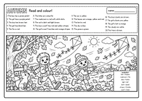 Vorschau - Arbeitsblätter - Halloween / Autumn: Read And Colour Arbeitsblätter (Englisch Grundschule) - Seite 3