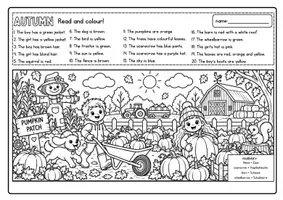 Vorschau - Arbeitsblätter - Autumn / Fall: Read And Colour Arbeitsblätter (Englisch Grundschule) - Seite 3