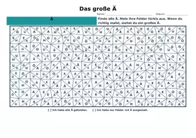 Vorschau - Mal- und Bastelvorlagen - Buchstaben Mosaik Ä und ä mit Lösungen - Seite 1