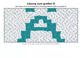 Vorschau - Mal- und Bastelvorlagen - Buchstaben Mosaik Ä und ä mit Lösungen - Seite 2