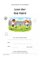 Vorschau - Arbeitsblätter - Real Madrid Fußball Leseheft und Schreibheft, Leseförderung, Textverständnis und Lösungen - Seite 1