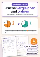 Vorschau - Arbeitsblätter - Brüche vergleichen und ordnen mit Lösungen - Deckblatt