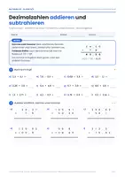 Vorschau - Arbeitsblätter - Dezimalzahlen addieren und subtrahieren | Klasse 5/6 mit Lösungen - Seite 1