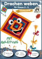 Vorschau - Mal- und Bastelvorlagen - Herbstdrachen aus Wolle weben | Weben, Kunst, Grundschule, Herbst | Bastelanleitung mit Tafelvorlage für Klasse 3 und Klasse 4 - Deckblatt