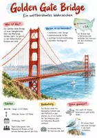 Vorschau - Arbeitsblätter - Lernplakat + Arbeitsblätter zum Thema "Golden Gate Bridge" + Lösung & MP3 + Infografik - Deckblatt