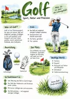 Vorschau - Arbeitsblätter - Lernplakat + Arbeitsblätter zum Thema "Golf" + Lösung & MP3 + Mindmap + Infografik - Deckblatt