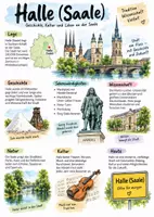 Vorschau - Arbeitsblätter - Lernplakat + Arbeitsblätter zum Thema "Halle (Saale)" + Lösung & MP3 + Mindmap + Infografik - Deckblatt