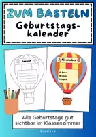 Vorschau - Mal- und Bastelvorlagen - Geburtstagskalender fürs Klassenzimmer zum Ausmalen - Deckblatt