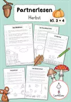 Vorschau - Arbeitsblätter - Lesen, Zuhören & Malen Herbst Klasse 3 und 4 | Partnerlesen, Leseförderung - Deckblatt