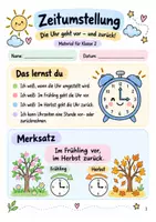 Vorschau - Stundenentwürfe - Zeitumstellung Klasse 2: Uhrzeiten üben - Arbeitsblätter mit Lösungen - Deckblatt