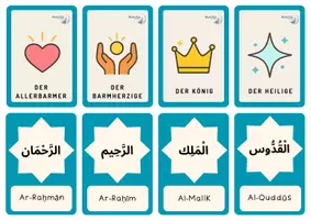 Vorschau - Mal- und Bastelvorlagen - 99 Namen Allahs – Lernkarten zum Ausdrucken | Islamischer Religionsunterricht - Deckblatt