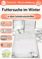 Vorschau - Unterrichtsreihen - Abschreibübung in 7 Schul-Druckschriften "Futtersuche im Winter" (D-A-CH) - Deckblatt