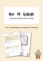 Vorschau - Arbeitsblätter - Die 10 Gebote - Ursprung, Bedeutung und Alltag - Deckblatt