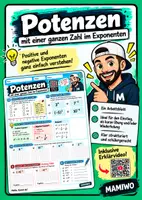 Vorschau - Arbeitsblätter - Potenzen & negative Exponenten | mit & ohne Erklärvideo - Deckblatt