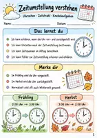 Vorschau - Stundenentwürfe - Zeitumstellung Klasse 3–4 – Sommerzeit & Winterzeit verstehen | Uhrzeiten, Zeitstrahl & Knobelaufgaben - Deckblatt