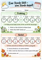 Vorschau - Stundenentwürfe - Zeitumstellung Klasse 3–4 – Sommerzeit & Winterzeit verstehen | Uhrzeiten, Zeitstrahl & Knobelaufgaben - Seite 2