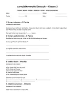 Vorschau - Arbeitsblätter - Lernzielkontrolle Deutsch Klasse 3 Wortarten Nomen Adjektive - Seite 1