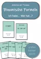 Vorschau - Spiele - Binomische Formeln - Ich habe…Wer hat…? (Mathematikspiel) - Deckblatt
