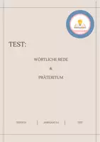 Vorschau - Arbeitsblätter - Test: Präteritum & Wörtliche Rede - Deckblatt