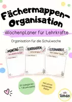 Vorschau - Lehrpläne/Lehrermaterial - Fächermappen-Organisation für Lehrkräfte | Wochenplaner mit Reitern - Deckblatt